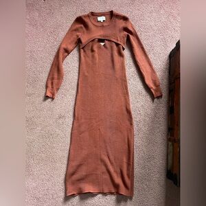 Elegant Copper/ Rust Brown Women's Sweater & Midi Dress (two piece)